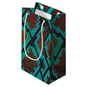 Snake Brown and Teal Print Small Gift Bag