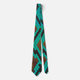 Snake Brown and Teal Print Tie
