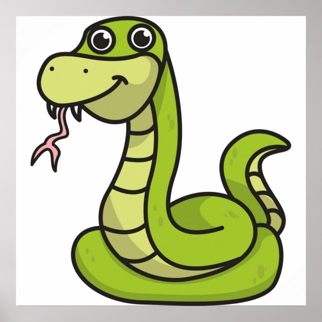 Snake cartoon gift animal snakes green poster (Front)
