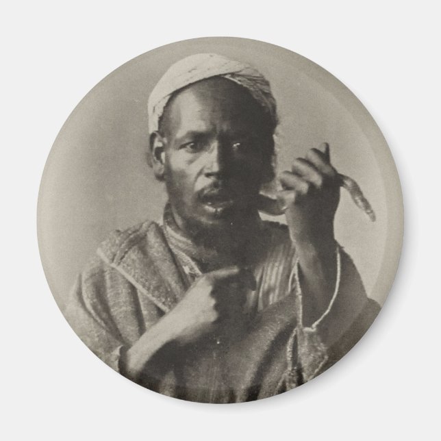 Snake charmer in Tangier, Morocco, 1913 Magnet (Front)