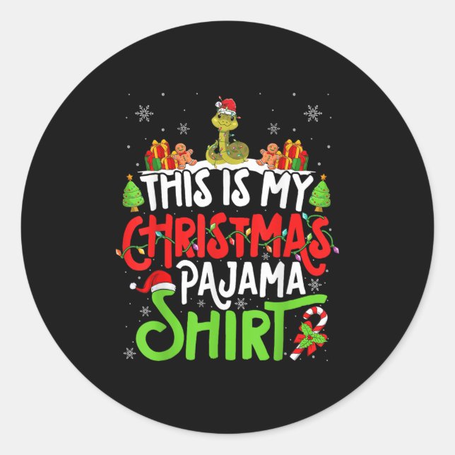 Snake Christmas Pajama Shirt Snake Lover  Classic Round Sticker (Front)