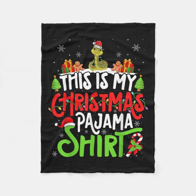Snake Christmas Pajama Shirt Snake Lover  Fleece Blanket (Front)