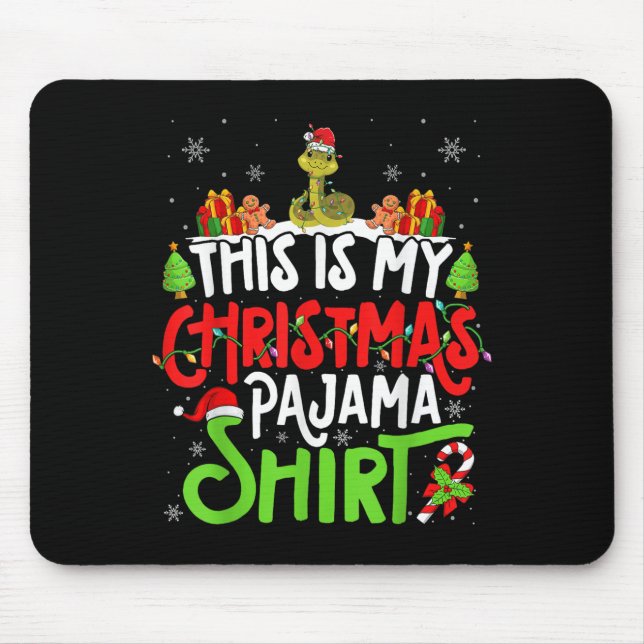 Snake Christmas Pajama Shirt Snake Lover  Mouse Mat (Front)