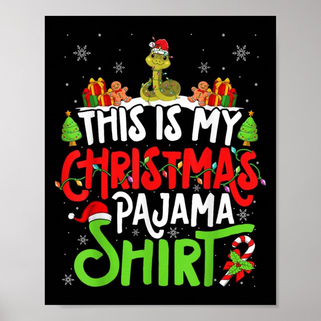 Snake Christmas Pajama Shirt Snake Lover  Poster (Front)