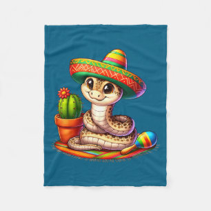 Snake cinco de mayo reptile lovers sombrero cactus fleece blanket