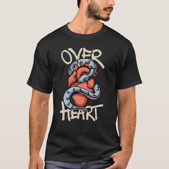 Snake Coiled Around a Heart streetwear  T-Shirt (Front)