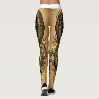 Snake coiled around dagger tattoo design  leggings