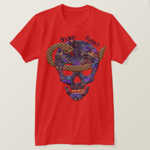 Snake Coiled Around Skull Thru Eyes - Personalised T-Shirt
