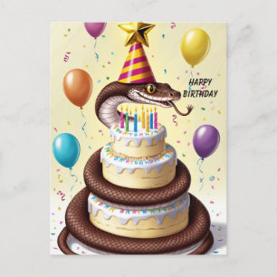 Snake Constricting cake birthday Postcard
