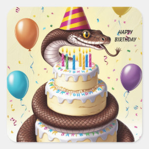Snake Constricting cake birthday  Square Sticker