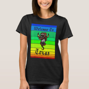 Snake Cow Skull Welcome to Texas Sunset T-Shirt