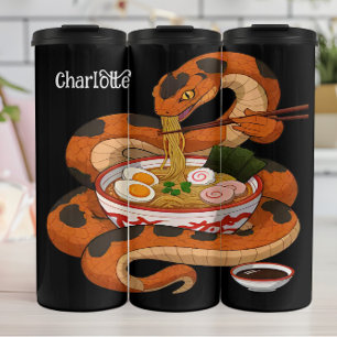 Snake Devours: Ramen Noodles, Chopsticks Thermal Tumbler