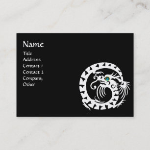 SNAKE DRAGON AQUAMARINE Fantasy white black blue Business Card