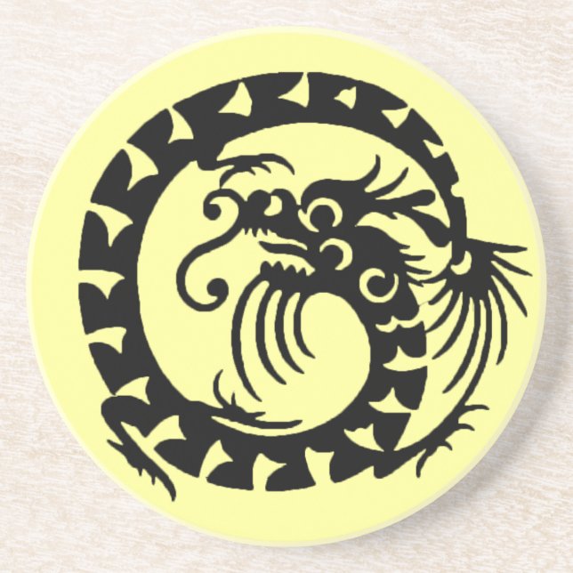 SNAKE DRAGON , black and yellow Coaster (Front)