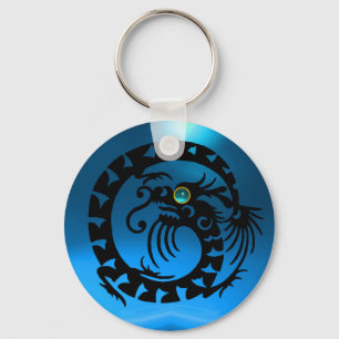 SNAKE DRAGON,black,blue sapphire, Key Ring