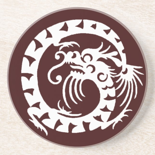 SNAKE DRAGON , red brown and white Coaster (Front)