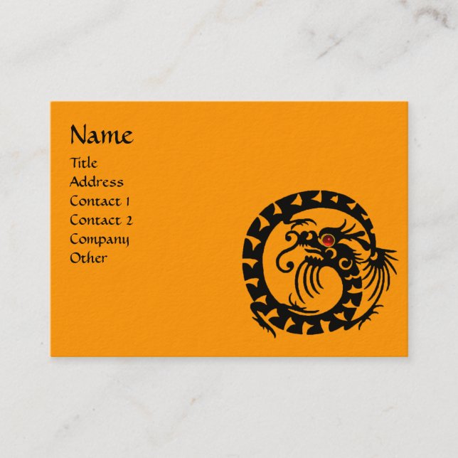 SNAKE DRAGON  RUBY black and white red orange Business Card (Front)