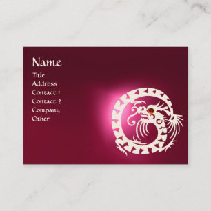 SNAKE DRAGON RUBY black and white red pink Business Card
