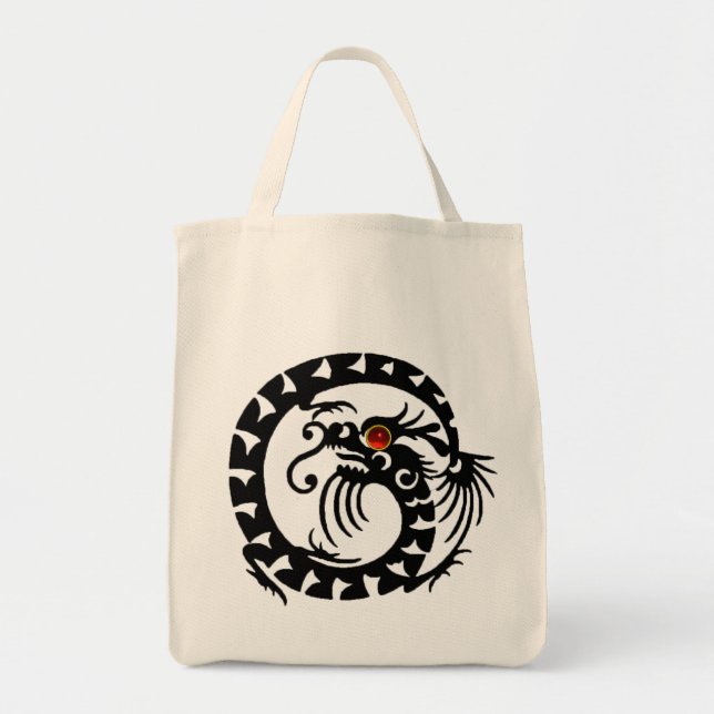 SNAKE DRAGON RUBY, black and white red Tote Bag (Front)