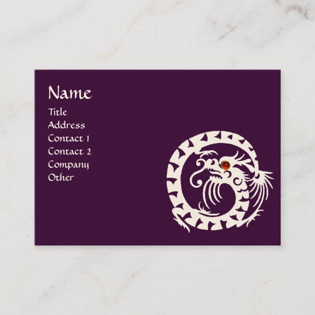 SNAKE DRAGON  RUBY purple white red Business Card (Front)