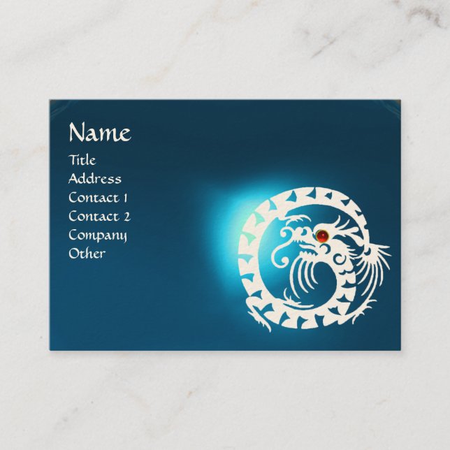 SNAKE DRAGON SAPPHIRE blue white red Business Card (Front)