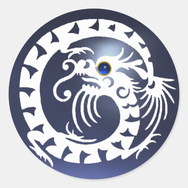 SNAKE DRAGON ,white ,blue sapphire ,topaz Classic Round Sticker (Front)
