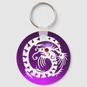 SNAKE DRAGON,white,red ruby,purple amethyst Key Ring