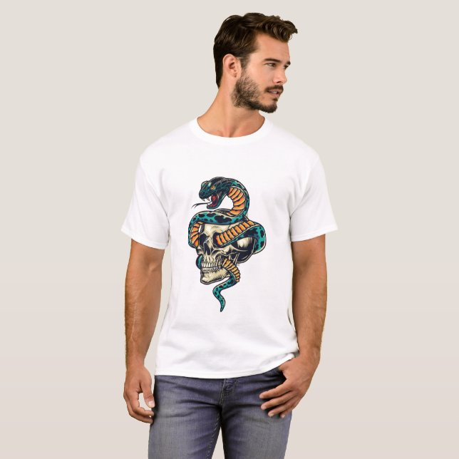 Snake entwined with skull shirt (Front Full)