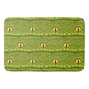 Snake Eyes Pattern - Abstract Green Reptile Bath Mat