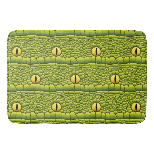 Snake Eyes Pattern - Abstract Green Reptile Bath Mat (Front)