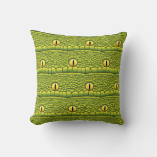 Snake Eyes Pattern - Abstract Green Reptile Cushion