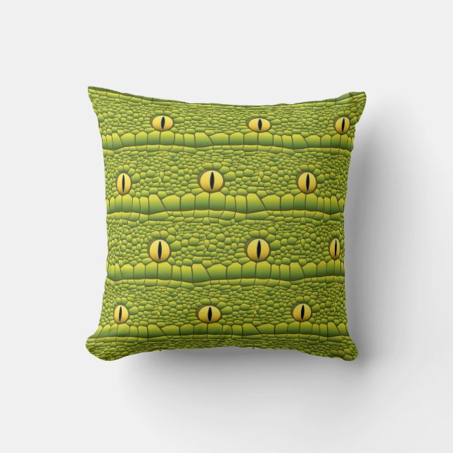 Snake Eyes Pattern - Abstract Green Reptile Cushion (Front)