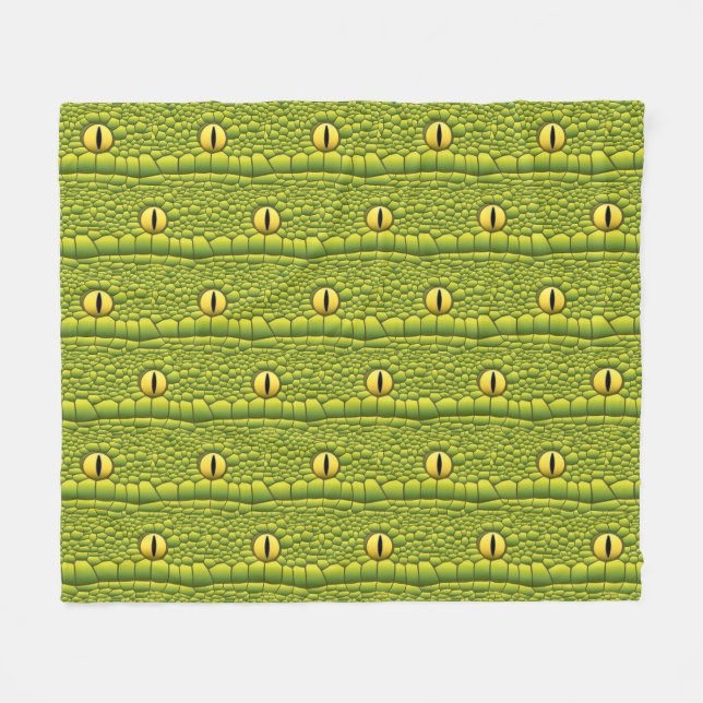 Snake Eyes Pattern - Abstract Green Reptile Fleece Blanket (Front (Horizontal))
