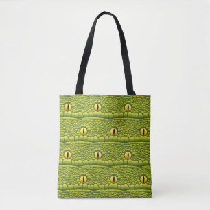 Snake Eyes Pattern - Abstract Green Reptile Tote Bag