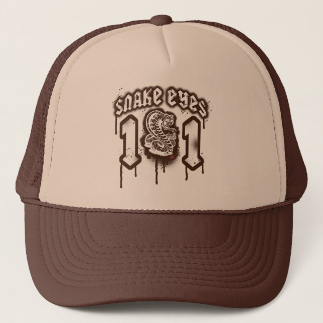Snake Eyes Retro Grunge Graphic Trucker Hat (Front)