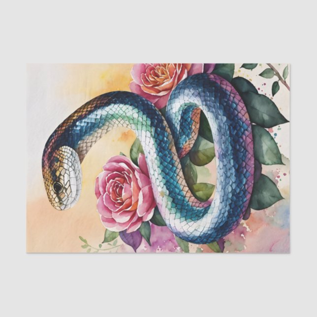 Snake Floral Watercolor Art Tissue Paper (Front)