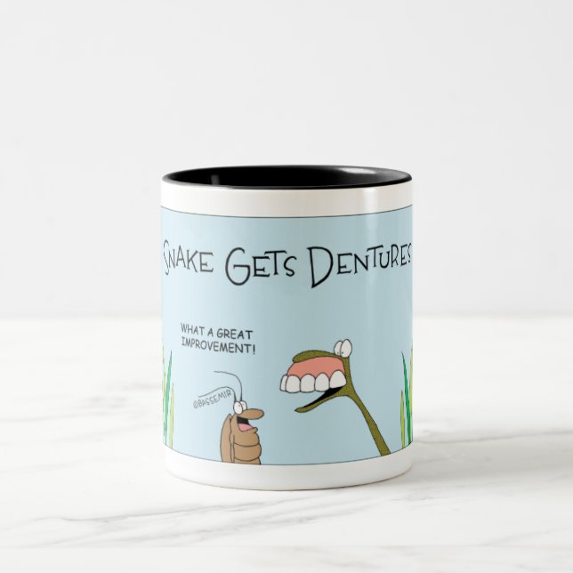 Snake Gets Dentures Two-Tone Coffee Mug (Center)