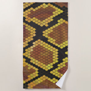 Snake Gold Print Beach Towel