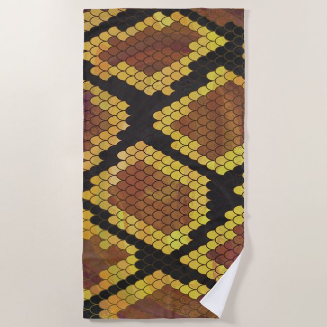 Snake Gold Print Beach Towel (Front)