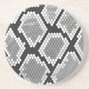 Snake Gray, White and Black Print Coaster