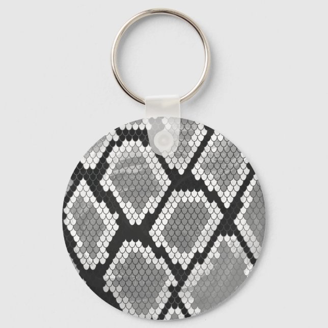 Snake Gray, White and Black Print Key Ring (Front)