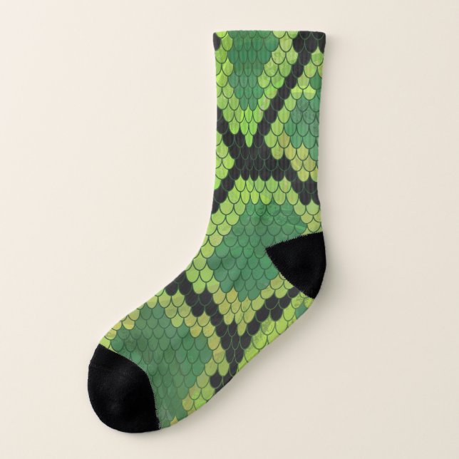 Snake green slither footware socks (Left Outside)