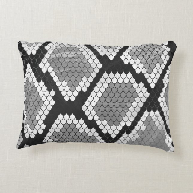 Snake Grey and Light Grey Print Decorative Cushion (Back)