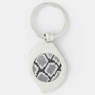 Snake Grey and Light Grey Print Key Ring