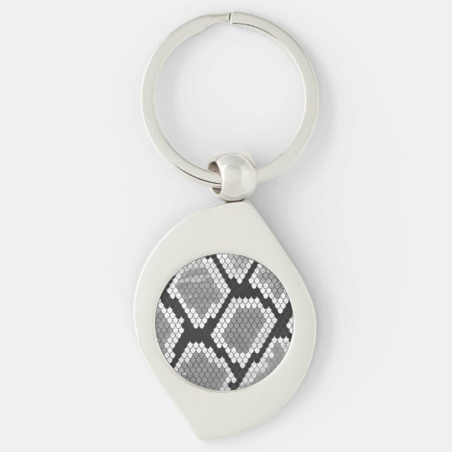 Snake Grey and Light Grey Print Key Ring (Front)