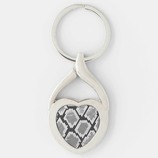 Snake Grey and Light Grey Print Key Ring (Front)