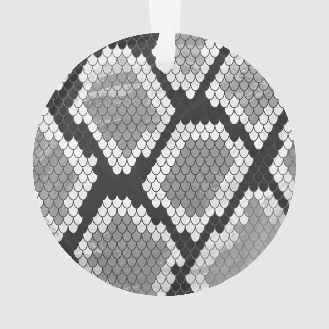 Snake Grey and Light Grey Print Ornament (Back)