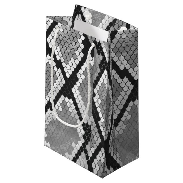 Snake Grey and Light Grey Print Small Gift Bag (Front Angled)