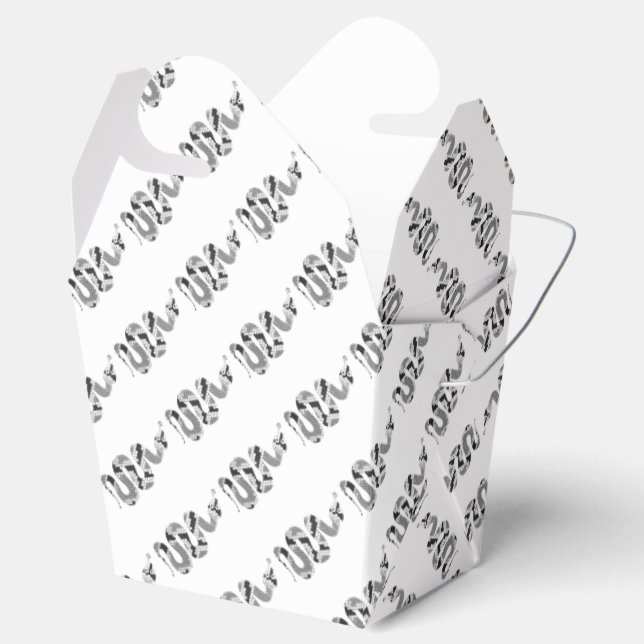 Snake Grey and Light Grey Silhouette Favour Box (Opened)