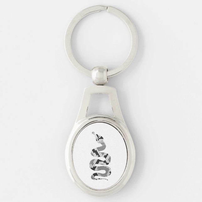 Snake Grey and Light Grey Silhouette Key Ring (Front)